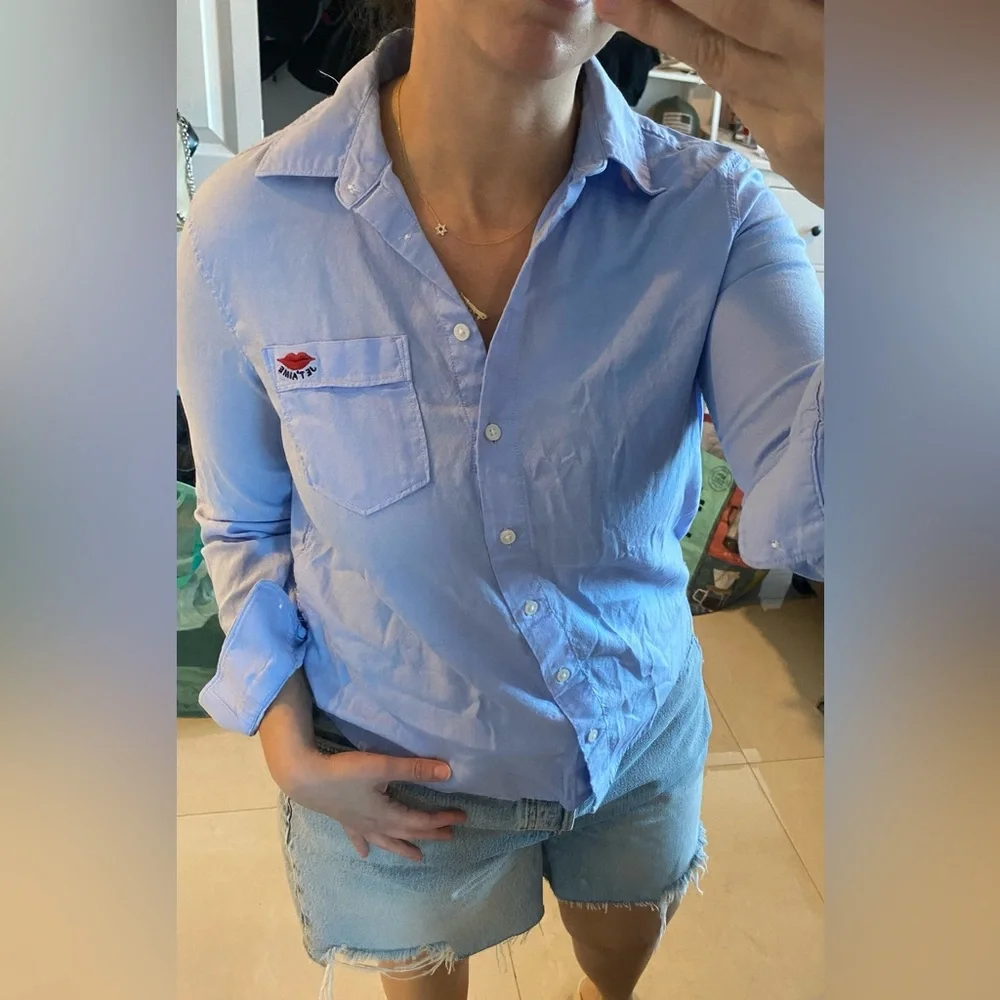 Banana Republic Blue Quinn Boy Fit Button Down - Picture 3 of 10